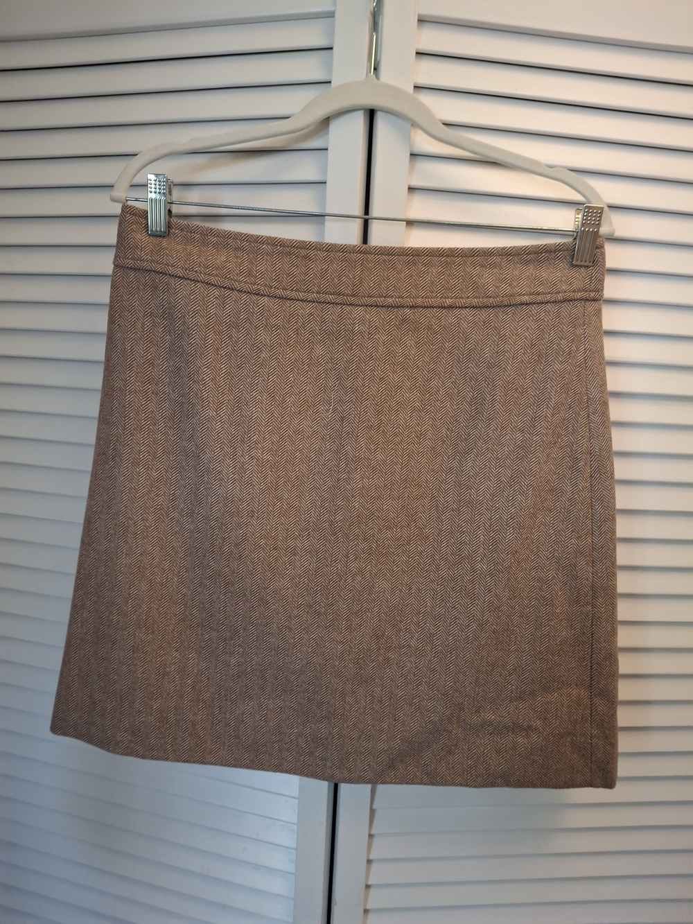J. Crew Factory Tan Herringbone A-Line Mini Skirt
